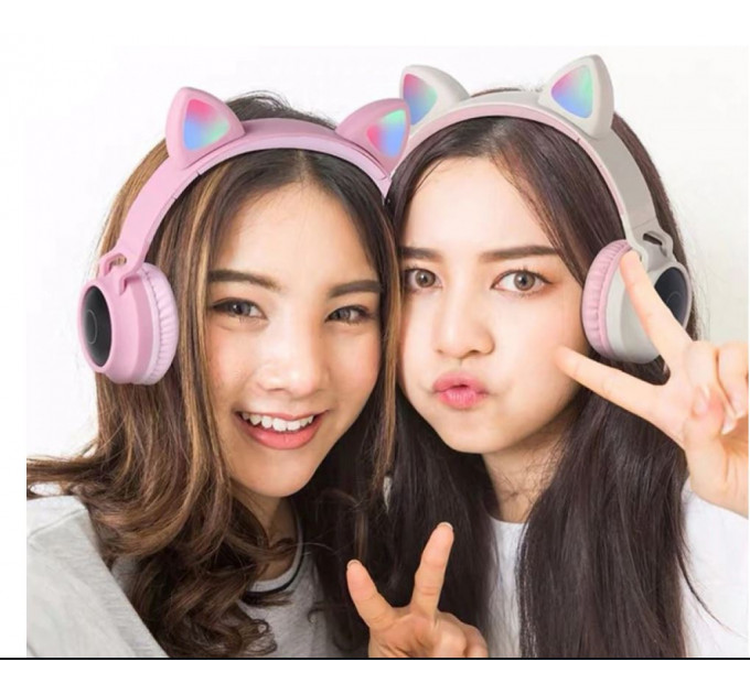 Bluetooth-гарнитура Hoco W27 Cat Ear Grey/Pink (W27GP)