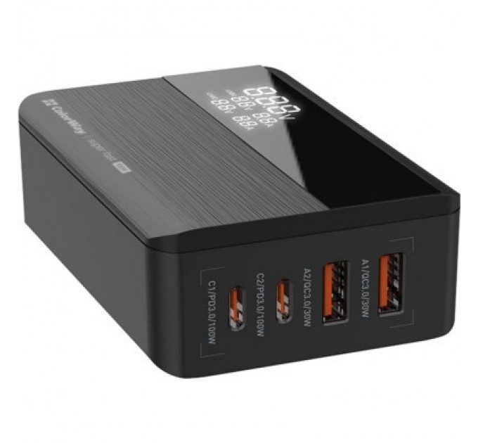 ColorWay Зарядний пристрій ColorWay Power Delivery GaN (2USB-A + 2USB TYPE-C) (100W) black (CW-CHS041PD-BK)