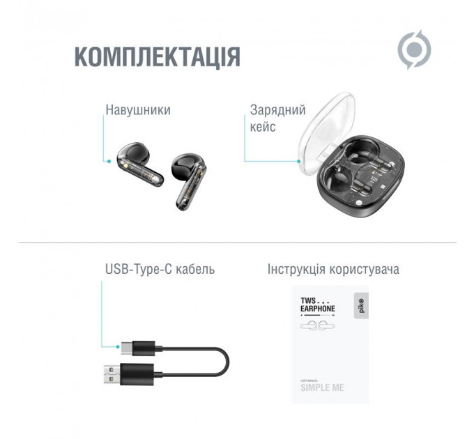 Bluetooth-гарнитура Piko TWS-SimpleMe Black (1283126583438)