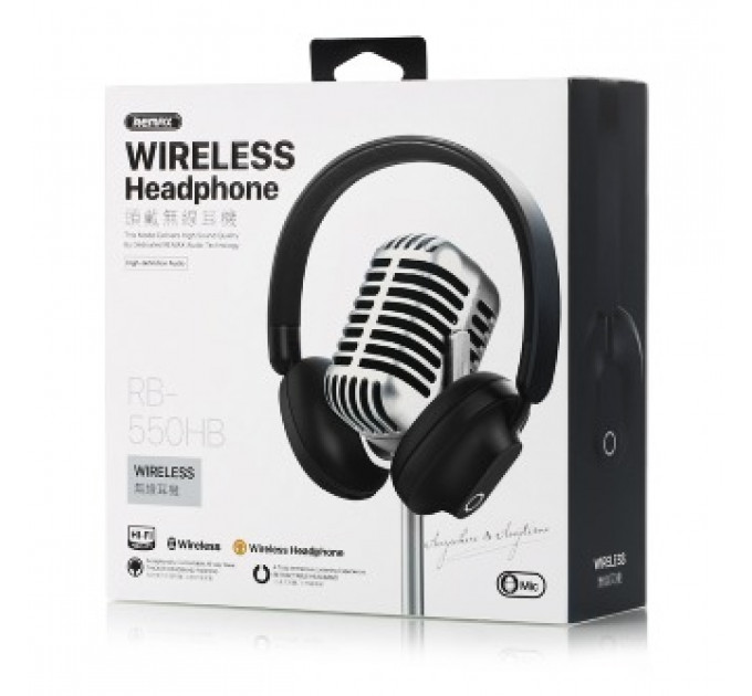 Bluetooth-гарнитура Remax RB-550HB HiFi Black (6954851229988)