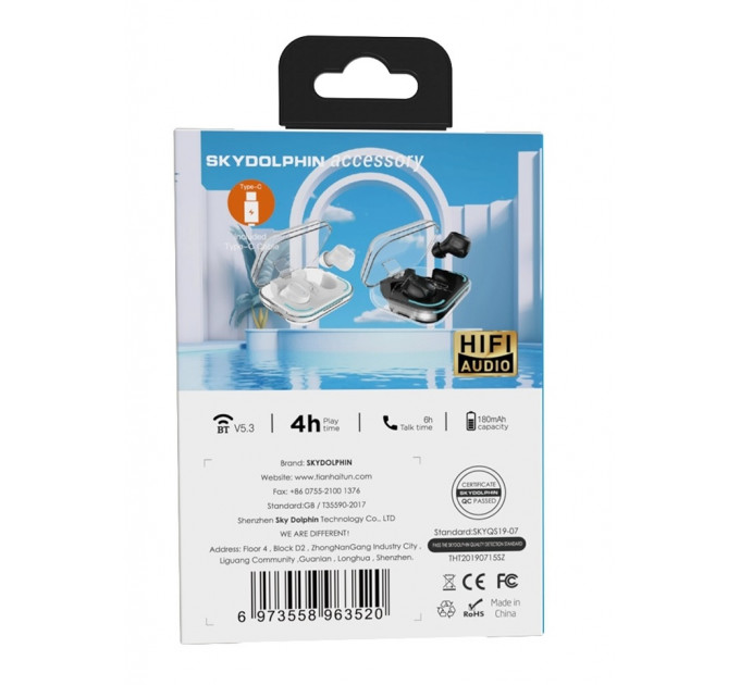 Bluetooth-гарнитура SkyDolphin TWS SL27 White (SDBTE-000191)