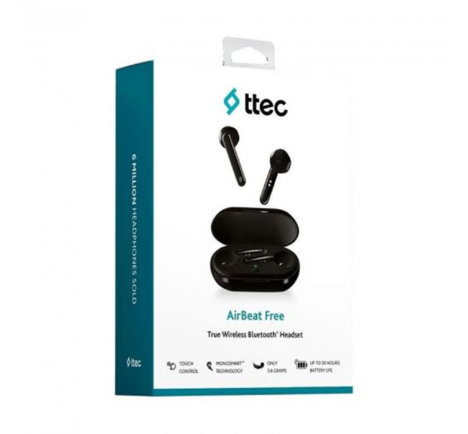 Bluetooth-гарнитура Ttec AirBeat Free True Wireless Headsets Black (2KM133S)
