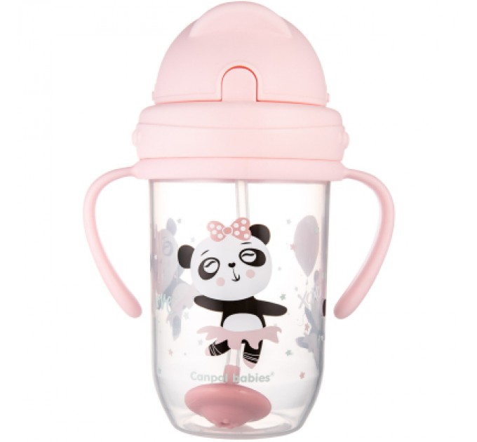 Canpol babies Поїльник-непроливайка Canpol babies Exotic Animals з трубочкою і обтяжувачем 270 мл Рожева (56/606_pin)