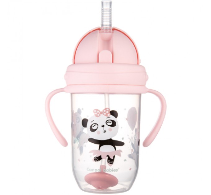 Canpol babies Поїльник-непроливайка Canpol babies Exotic Animals з трубочкою і обтяжувачем 270 мл Рожева (56/606_pin)