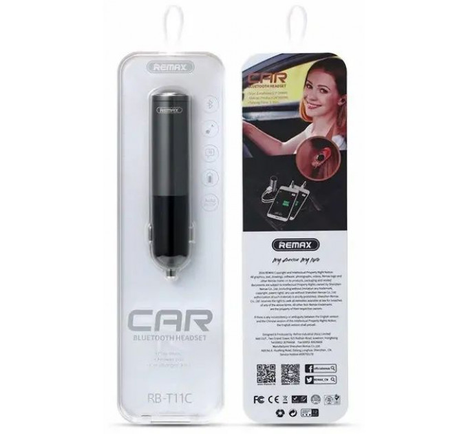Bluetooth-гарнитура-зарядка Remax RB-T11C Black (6954851263920)