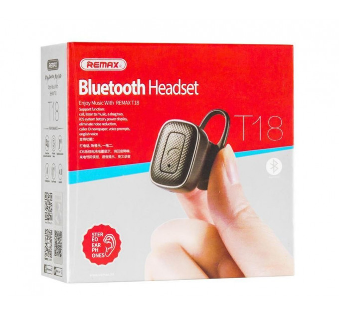 Bluetooth-гарнитура-зарядка Remax RB-T18 Black (6954851283140)