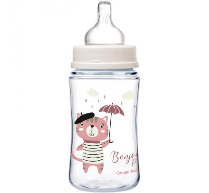 Canpol babies Пляшечка для годування Canpol babies Bonjour Paris з широким отвором 240 мл Рожева (35/232_pin)