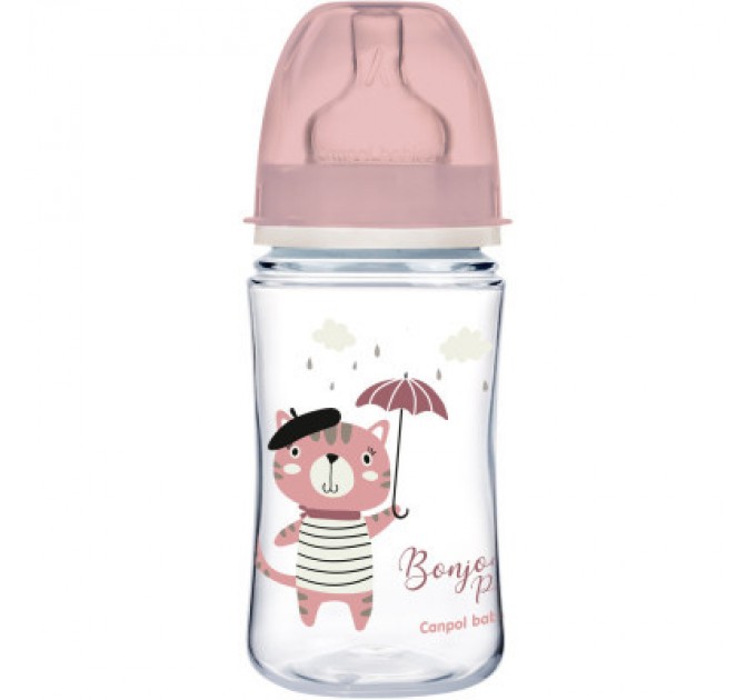 Canpol babies Пляшечка для годування Canpol babies Bonjour Paris з широким отвором 240 мл Рожева (35/232_pin)