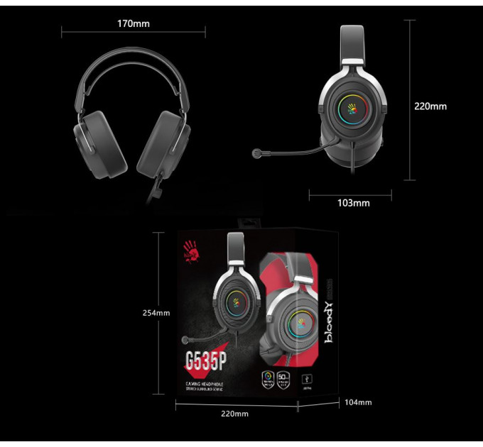 Гарнітура A4Tech Bloody G535P Black+Silver