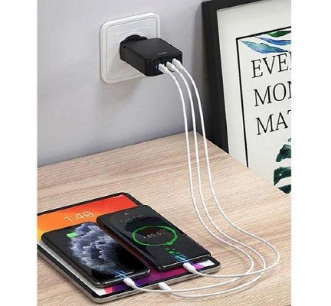 Зарядний пристрій Media-Tech 2xUSB-C PD 65W USB QC 3.0 black (MT6252)