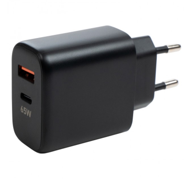 Зарядний пристрій Vinga GaN 65W PD+QC 1C1A ports Wall Charger (VCPCHCA65B)