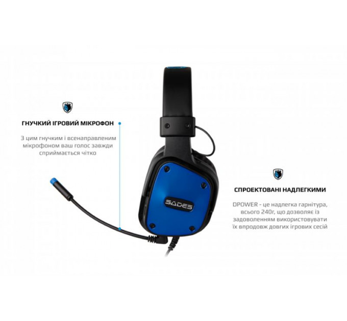 Гарнитура Sades SA-722 Dpower Black/Blue (sa722blj)