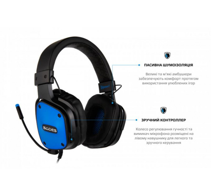 Гарнитура Sades SA-722 Dpower Black/Blue (sa722blj)