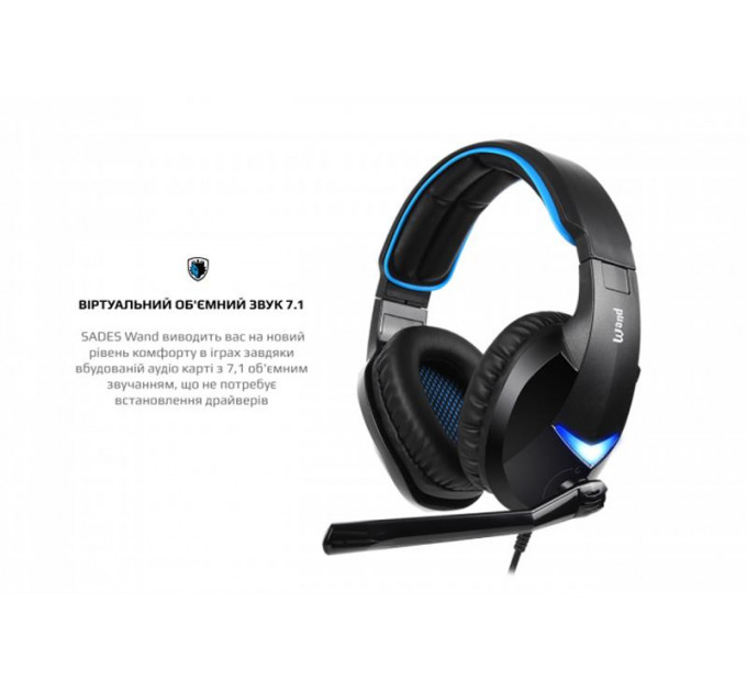 Гарнитура Sades SA-914 Wand Black/Blue LED (sa914bku)