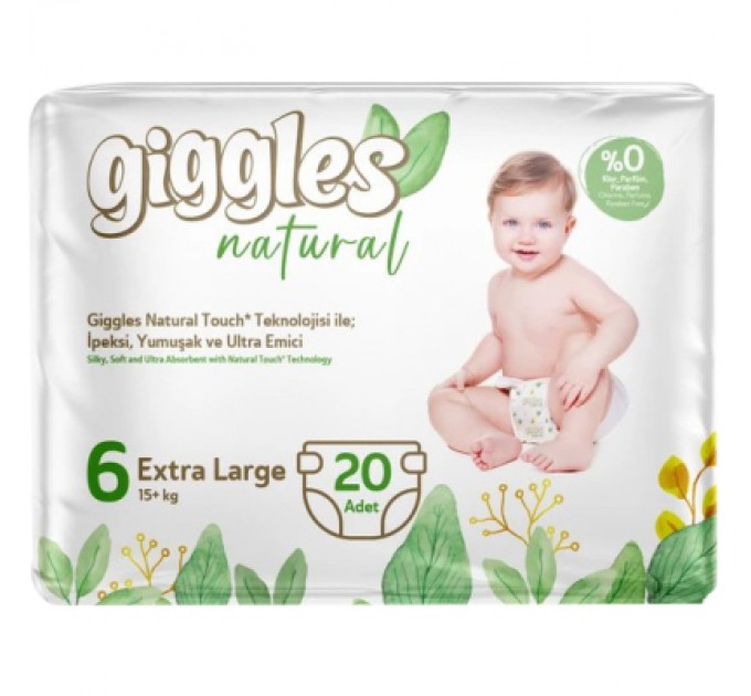 Giggles Підгузки Giggles Natural 6 Extra Large 15+ кг 20 шт (8680131206421)