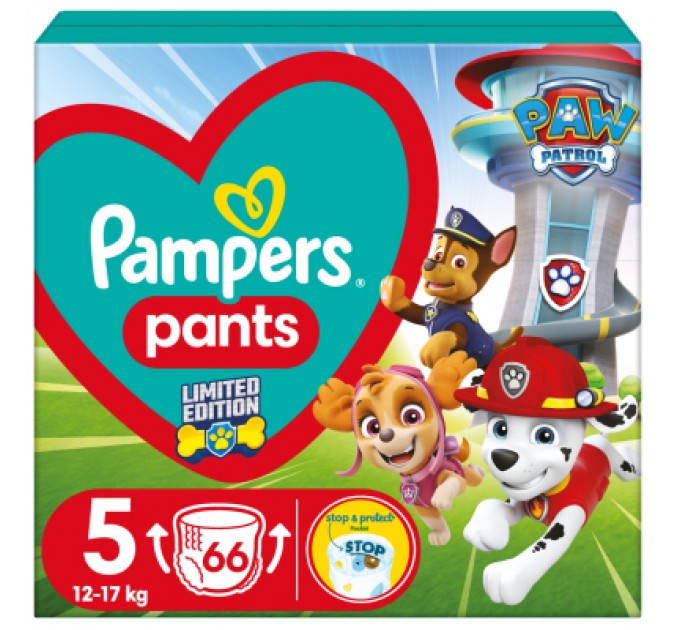 Pampers Підгузки Pampers Junior Розмір 5 (12-17кг) Paw Patrol 66 шт (8006540863619)
