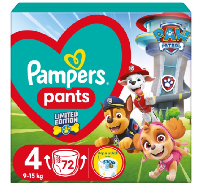 Підгузки Pampers Maxi Розмір 4 (9-15 кг) Paw Patrol 72 шт (8006540863572)