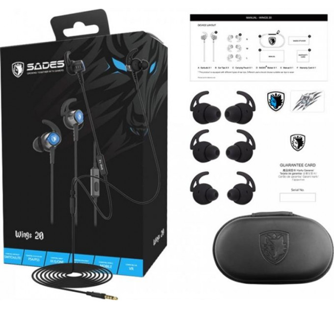 Гарнитура Sades SA-606 Wings 20 Black/Blue (sa606blj)