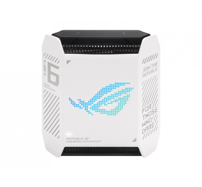 Wi-Fi Mesh система Asus ROG Rapture GT6 1pk White (90IG07F0-MU9A30) (WiFi6, AX10000, Broadcom, 1x2.5GE WAN, 3xGE LAN, 1xUSB 3.2, AiMesh, антенны: 9)