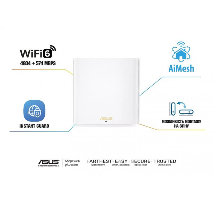 Wi-Fi Mesh система Asus ZenWiFi XD6S 2pk White (90IG06F0-MO3B40) (WiFi6, AX5400, Broadcom, 1xGE WAN, 1xGE LAN, AiMesh, антенны: 6)