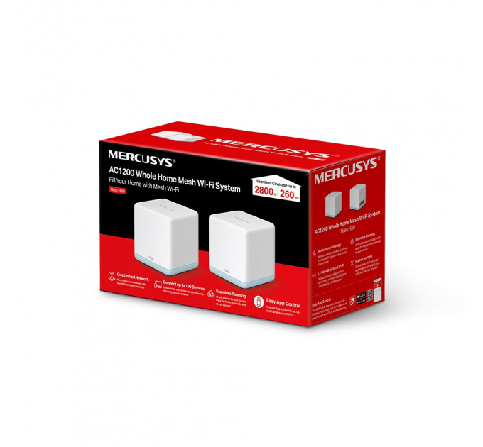 WiFi Mesh система Mercusys Halo H30 (2-pack) (AC1200, 2х 10/100 WAN/LAN, Beamforming, MESH, 2-pack)