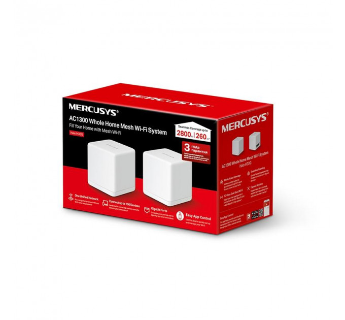 WiFi Mesh система Mercusys Halo H30G (2-pack) (AC1300, 2хGE WAN/LAN, Beamforming, MESH, 2-pack)