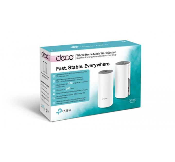 WiFi Mesh система TP-Link Deco E4(2-pack) (AC1200, 2xFE WAN/LAN, MESH, 2 антенны, 2-pack)