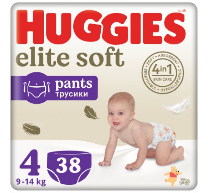 Huggies Підгузки Huggies Elite Soft 4 (9-14 кг) Mega 38 шт (5029053549323)
