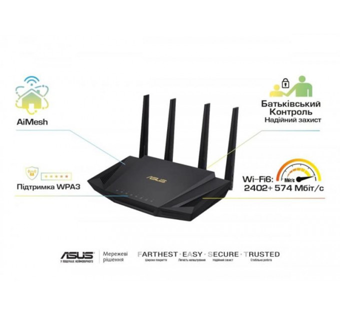 Бездротовий маршрутизатор Asus RT-AX58U V2 (90IG06Q0-MO3B00)