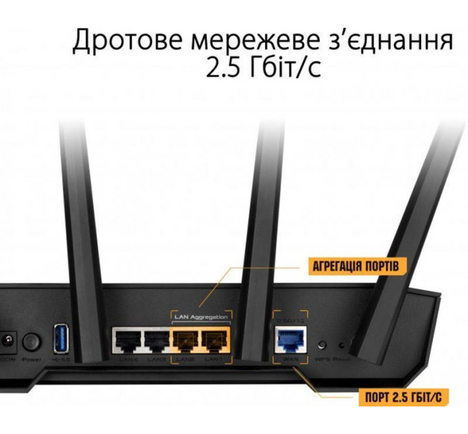 Бездротовий маршрутизатор Asus TUF Gaming AX3000 V2 (TUF-AX3000 V2) (90IG0790-MO3B00)