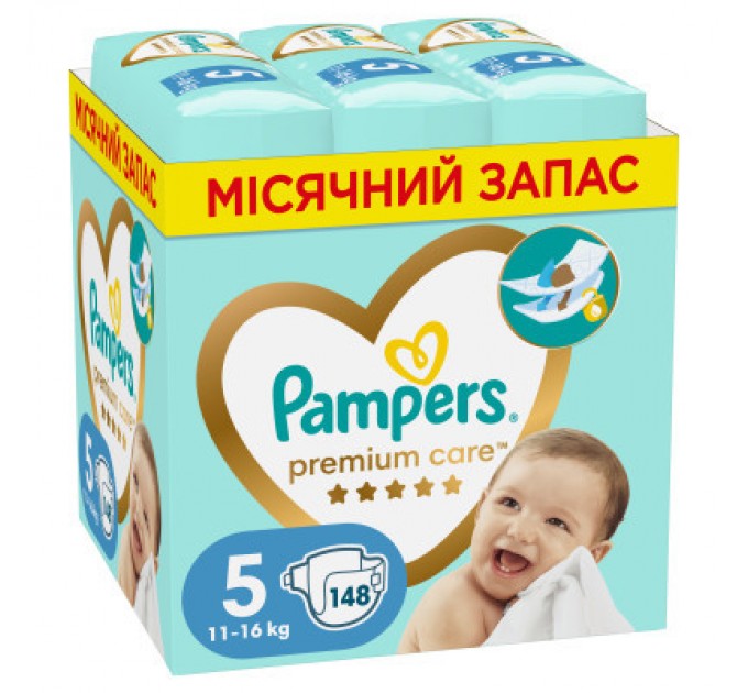 Pampers Підгузки Pampers Premium Care Розмір 5 (11-16 кг) 148 шт (8006540855973)
