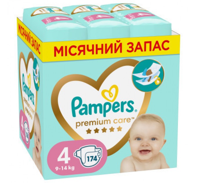 Pampers Підгузки Pampers Premium Care Розмір 4 (9-14 кг) 174 шт (8006540855935)