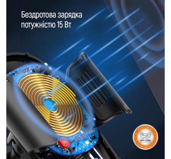 ColorWay Універсальний автотримач ColorWay Air Vent Car Wireless Charger 15W Black (CW-CHAW038Q-BK)
