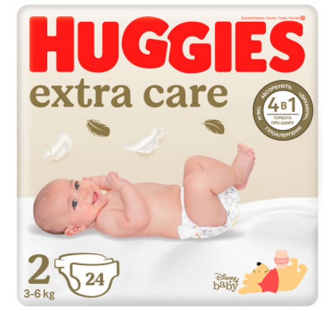 Huggies Підгузки Huggies Extra Care Size Розмір 2 (3-6 кг) 24 шт (5029053550275)