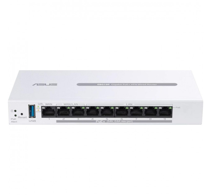 Маршрутизатор Asus ExpertWiFi EBG19P (90IG08C0-MO3B00) (1xGE WAN, 2xGE WAN/LAN PoE+, 6xGE LAN PoE+, Broadcom, 1xUSB 3.2, max PoE 110W, контроллер AiMesh, BT)