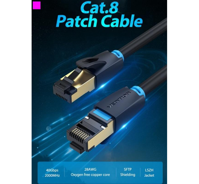 Патч-корд Vention CAT 8 SFTP Ethernet, 3 m, Black (IKABI)