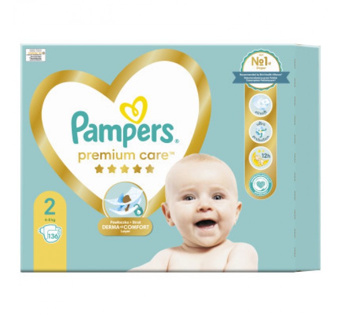 Pampers Підгузки Pampers Premium Care Розмір 2 (4-8 кг) 136 шт (8006540855812)