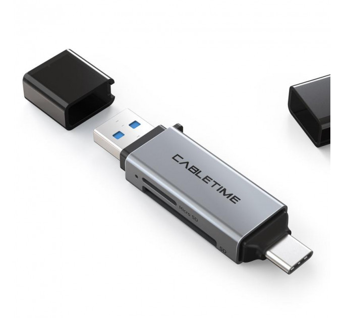 Кардридер Cabletime USB3.0 A + USB TYPE C, SD/TF, 5Gbps (CB46G)