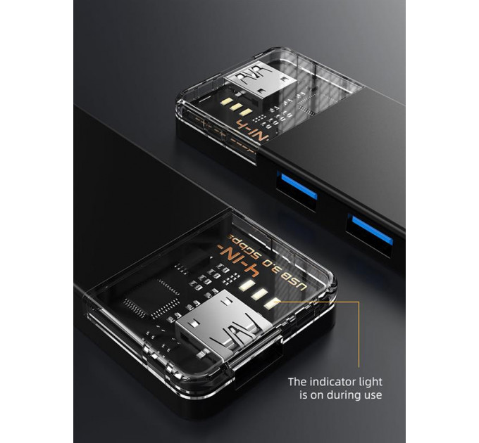 Концентратор Cabletime USB - 4 Port USB 3.0, 5Gbps, 0.15 m (CB01B)