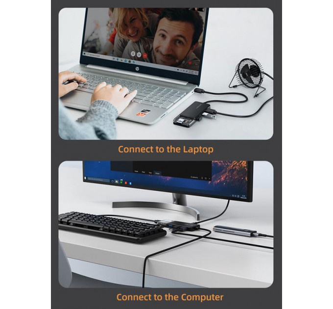 Концентратор Cabletime USB C/A - 4 Port USB 3.0, 5Gbps, 0.15 m (CB05B)