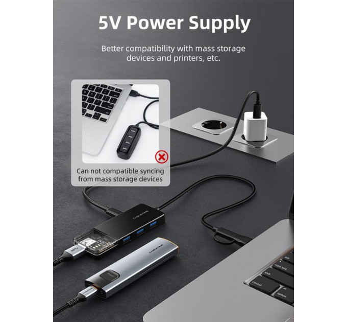 Концентратор Cabletime USB Type C - 4 Port USB 3.0, 0.15 m (CB03B)