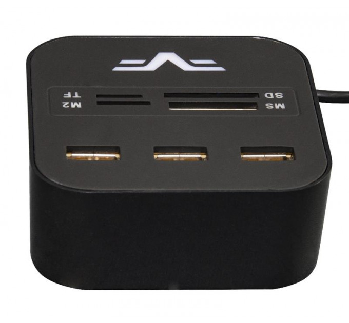 Концентратор USB 2.0 Frime 3хUSB2.0, SD, MS, TF Black (FHC-AllinOne3p2B)