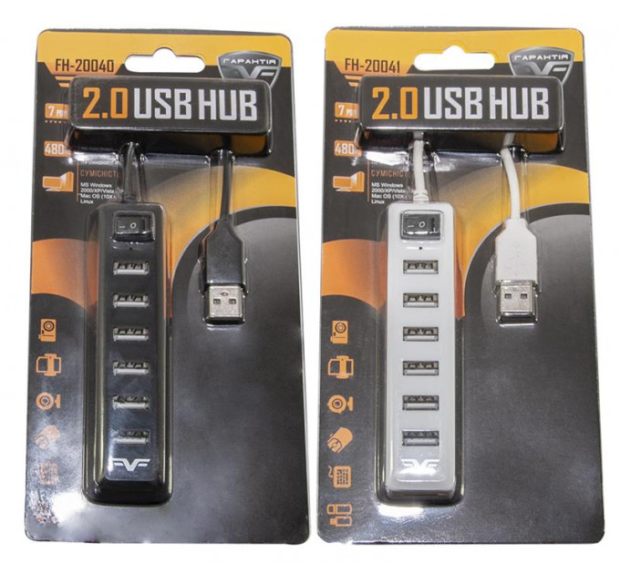 Концентратор USB 2.0 Frime 7хUSB2.0 White (FH-20041)