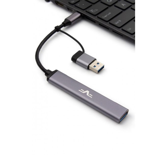 Концентратор USB 3.0 Frime 1хUSB3.0 3хUSB2.0 Silver (FH-20152)