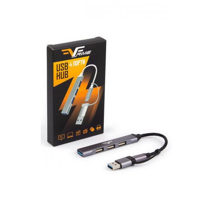 Концентратор USB 3.0 Frime 1хUSB3.0 3хUSB2.0 Silver (FH-20152)
