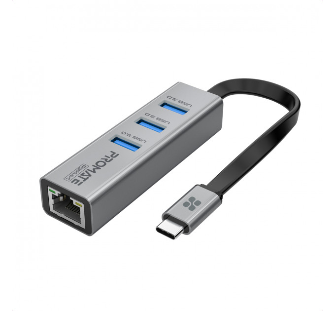 Концентратор USB Promate GigaHub USB-C Grey (gigahub-c.grey)