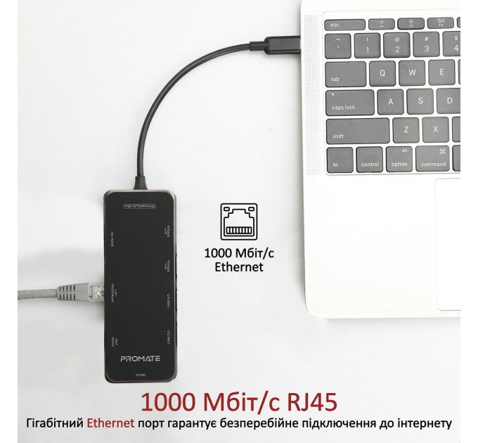 Концентратор USB Promate PrimeHub USB-C Grey (primehub-go.grey)