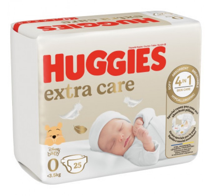 Huggies Підгузки Huggies Extra Care 0 (< 3,5 кг) 25шт (5029053548647)