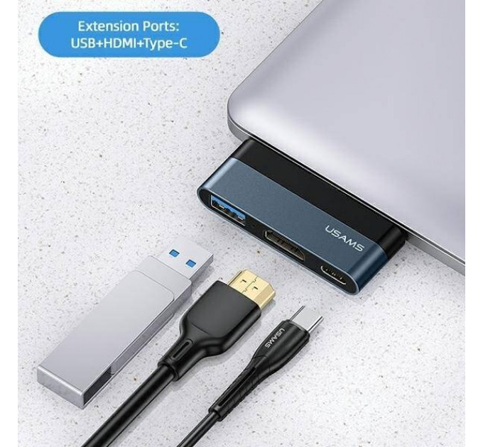 Концентратор USB Type-C Usams US-SJ492 Mini HUB Black (SJ492HUB01)