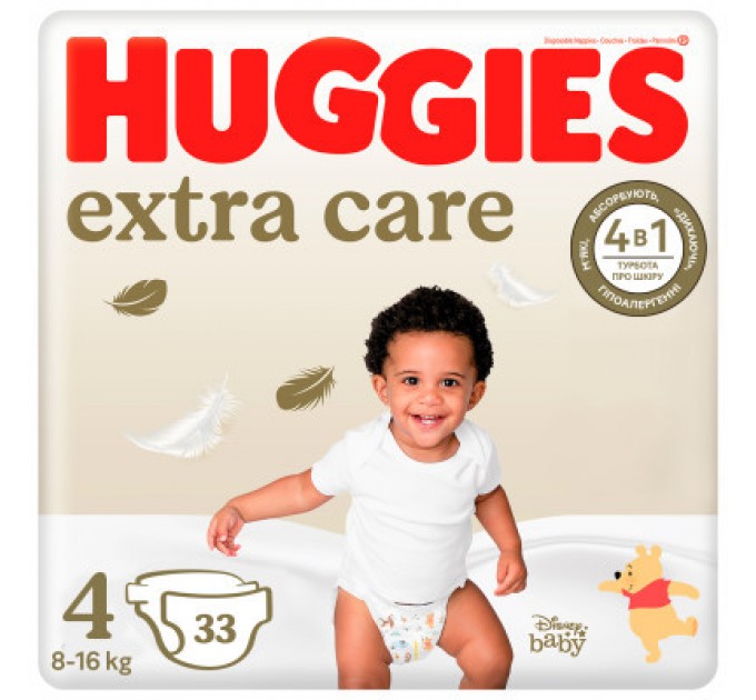Huggies Підгузки Huggies Extra Care Size 4 (8-16 кг) 33 шт (5029053583143)